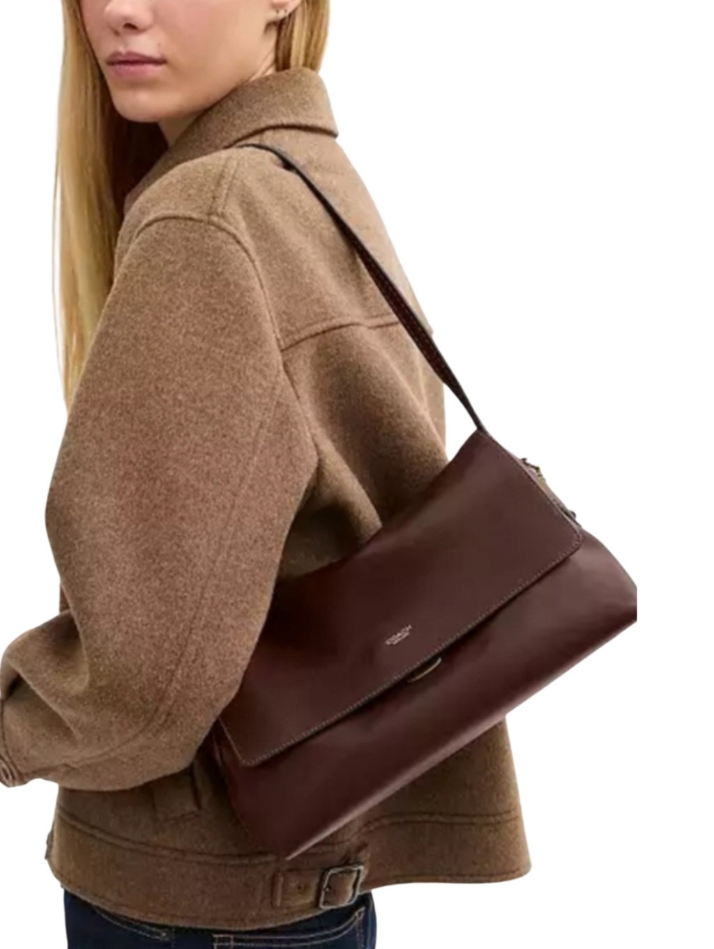 Coach Chocolate Brown Leather Shoulder Hobo With Gold Hardware